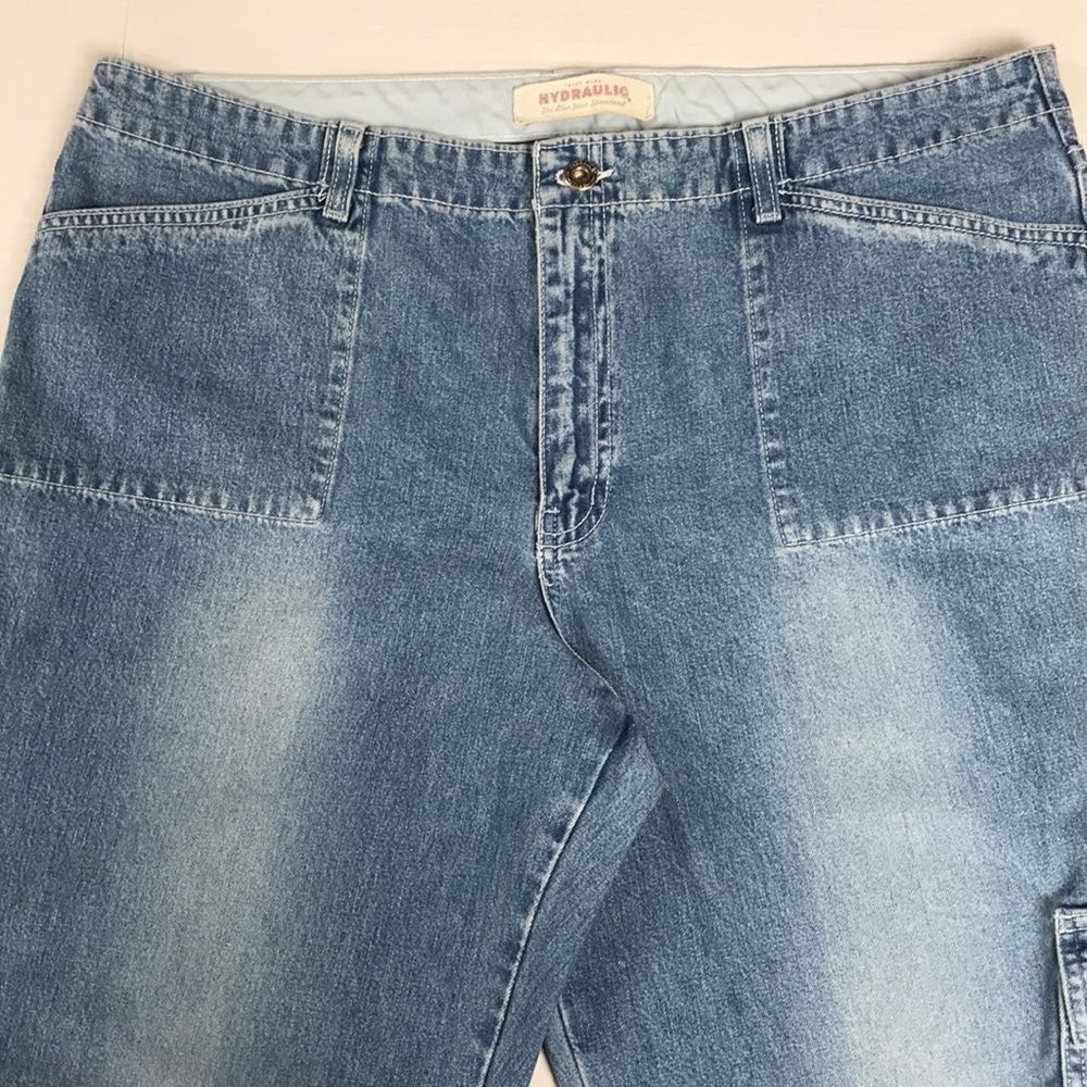 HYDRAULIC Baggy Utility Cargo Jeans Size 19/20 Wide Leg Flare Denim 80s 90s‎ VTG